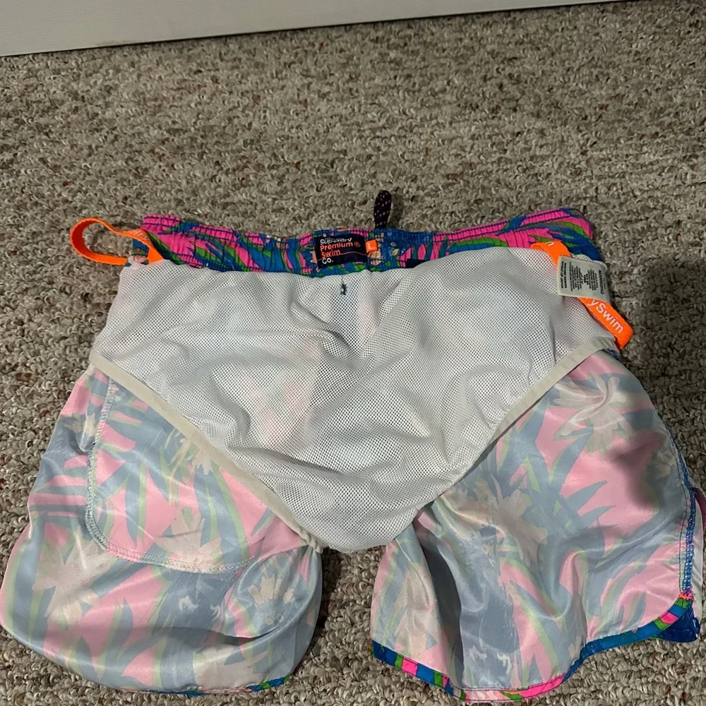 Superdry Colorful Parrot Print Drawstring Swim Shorts - L - Picture 4 of 5